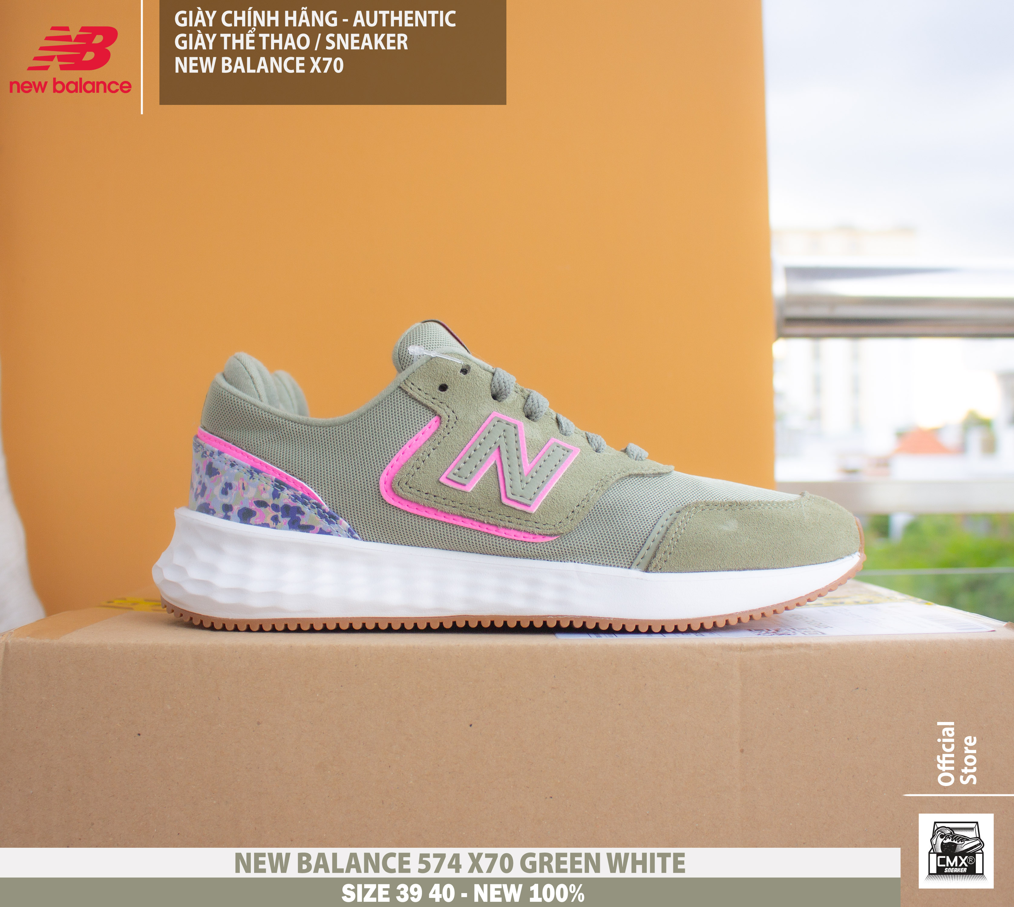 😘 [ HÀNG CHÍNH HÃNG ] Giày New Balance X70 GREEN WHITE RUNNING ( WSX70OF1 ) - AUTHENTIC 100%