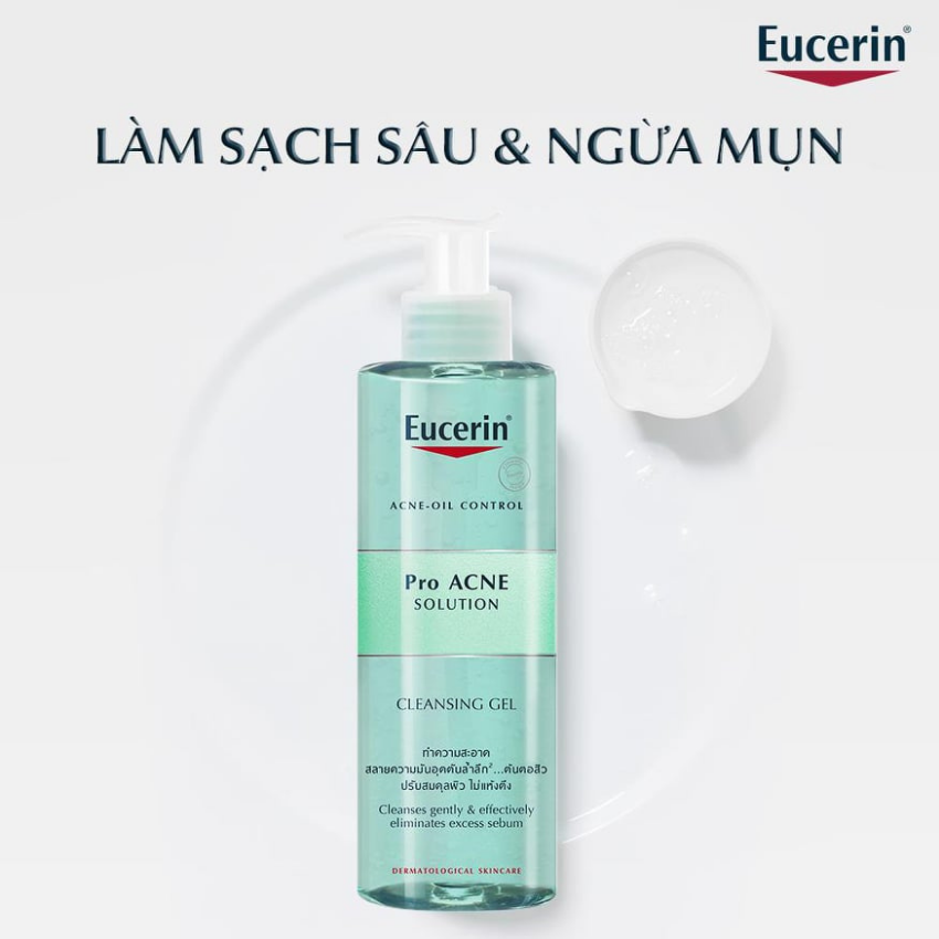 Sữa rửa mặt da dầu mụn Eucerin dạng gel 200ml, 400ml