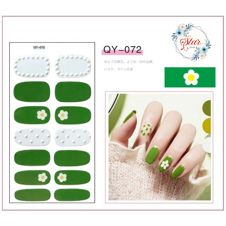 Sticker Dán Móng Bộ 14 Miếng Nhiều Màu sắc ( Tặng Dũa Móng Tay )