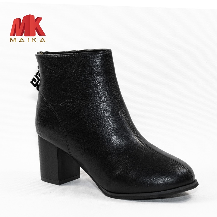 Boot Nữ Gót Vuông Cao 8cm cổ cao S128 Đen thời trang hiện đại cá tính MK STORE