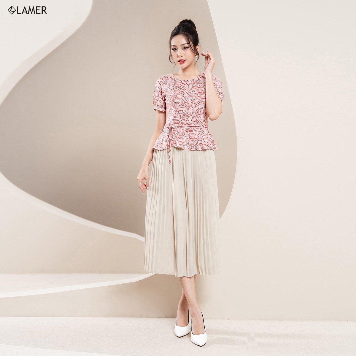 Áo Peplum Lamer Nơ Eo Tay Cộc L61B23H030