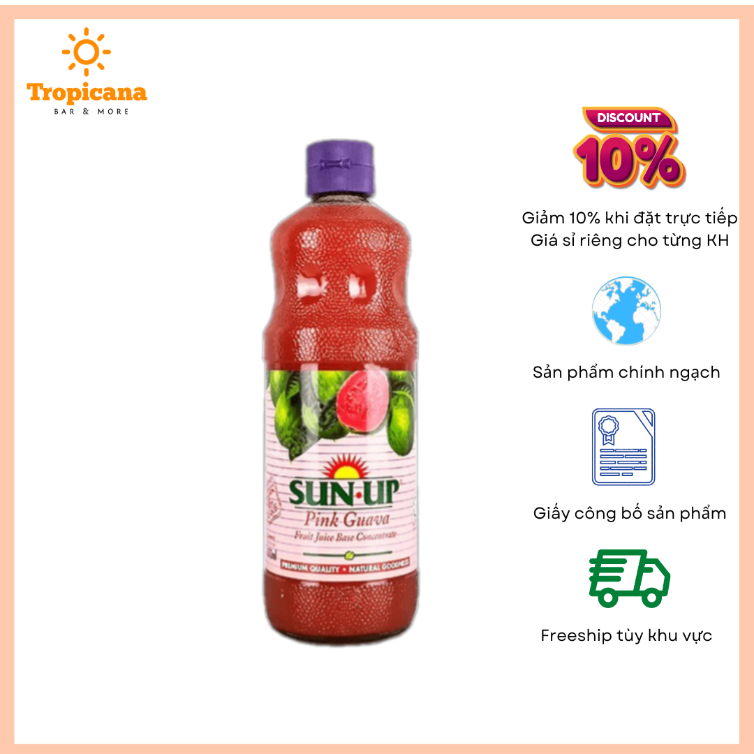 Nước ép trái cây cô đặc sunup ổi hồng - chai 850ml