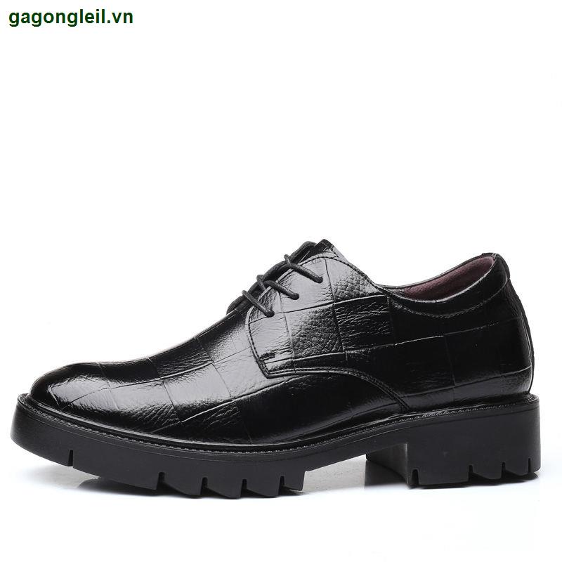 4MUGE Giày da đế độn 6cm 8cm 10cm tăng chiều cao phong cách lịch lãm dành cho nam