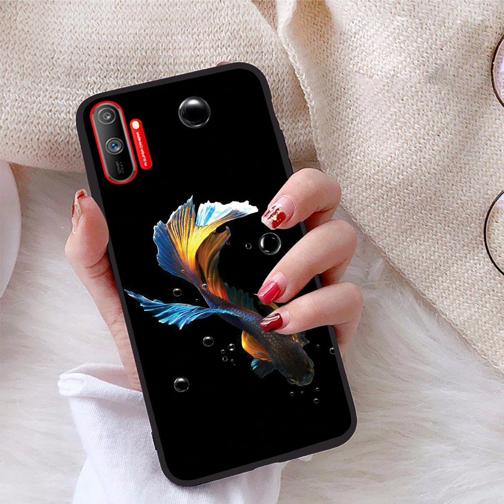 Ốp lưng icase dành cho realme c3 viền dẻo tpu bst fish art