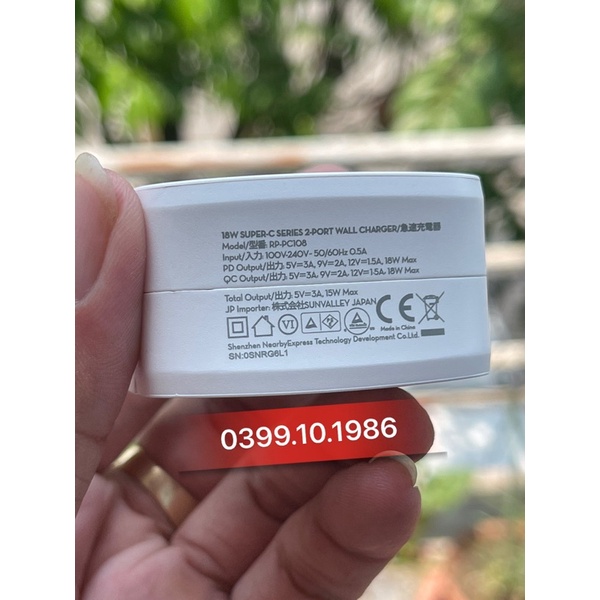 Củ sạc 2 cổng RAVPower , sạc nhanh 2 cổng USB và PD 3.0 max 18w