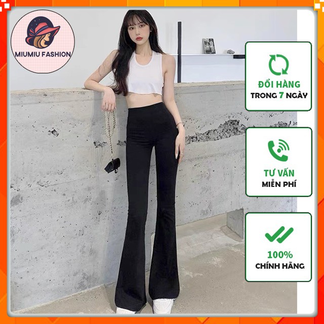 Quần ống loe cạp cao legging dáng dài