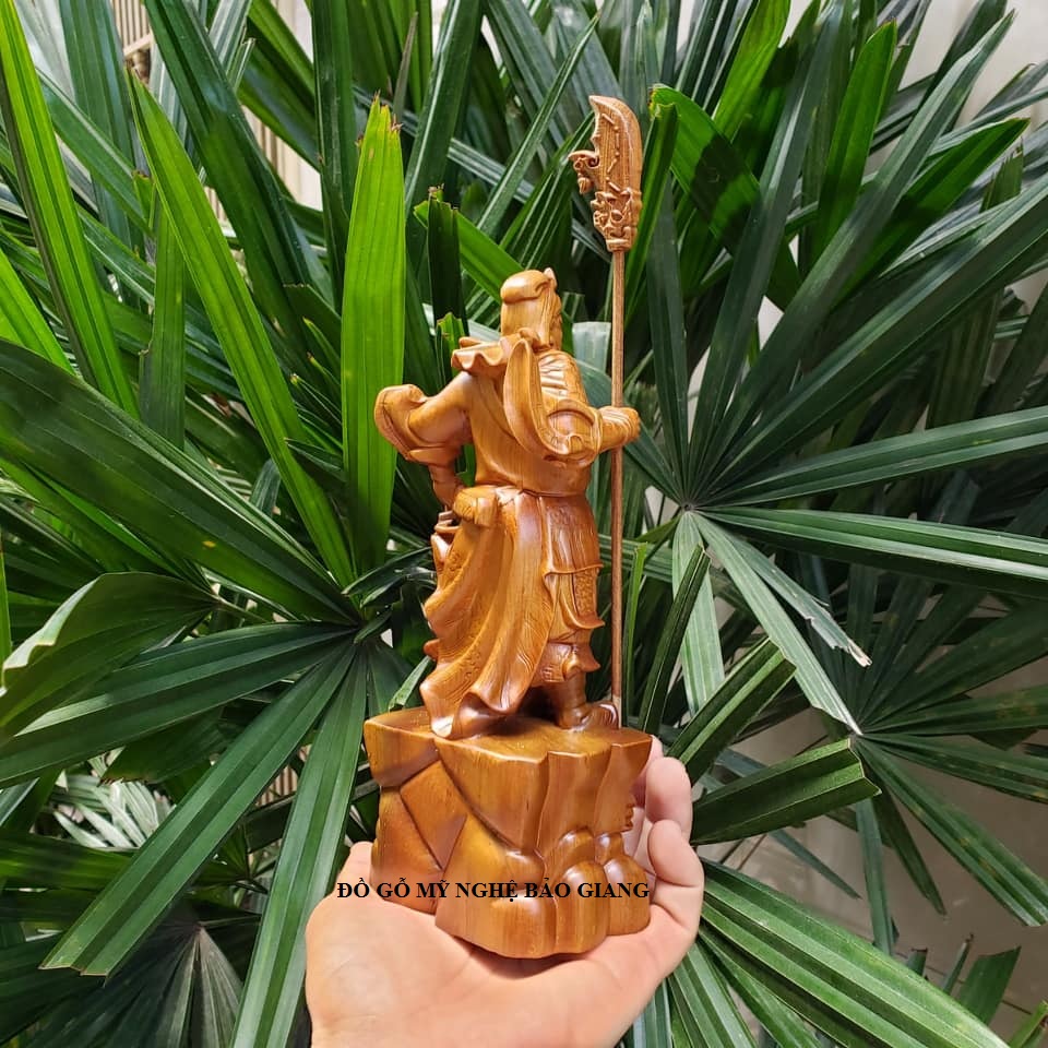 Tượng quan công gỗ bách xanh cao 20cm
