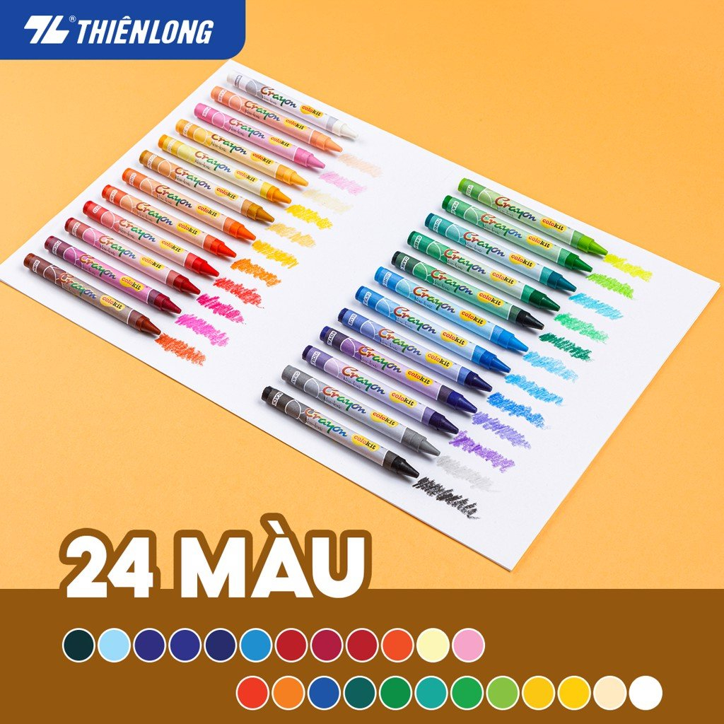 (1 Hộp) Bút sáp 24 màu Colokit Thiên Long CR-C09