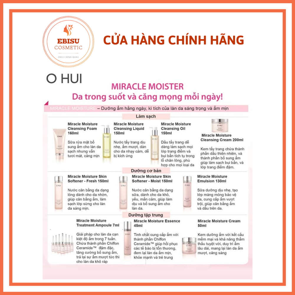 Sữa rửa mặt O HUI MIRACLE MOISTURE CLEANSING FOAM 80ml_𝗘𝗯𝗶𝘀𝘂 𝗰𝗼𝘀𝗺𝗲𝘁𝗶𝗰𝘀