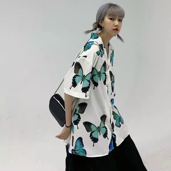 Áo sơ mi họa tiết bướm to Unisex