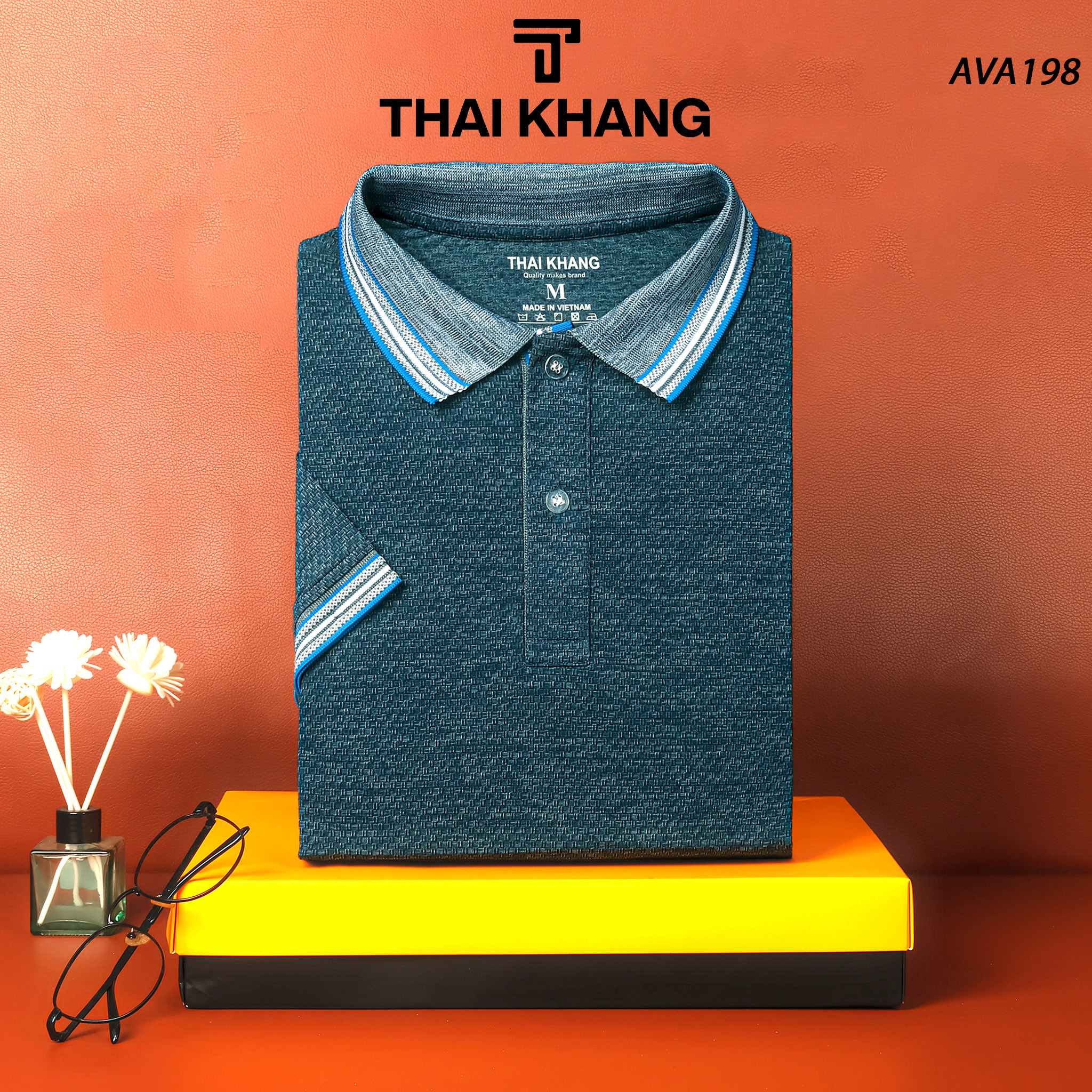 Áo thun nam trung niên Thái Khang áo polo thun lạnh họa tiết cao cấp AVA19
