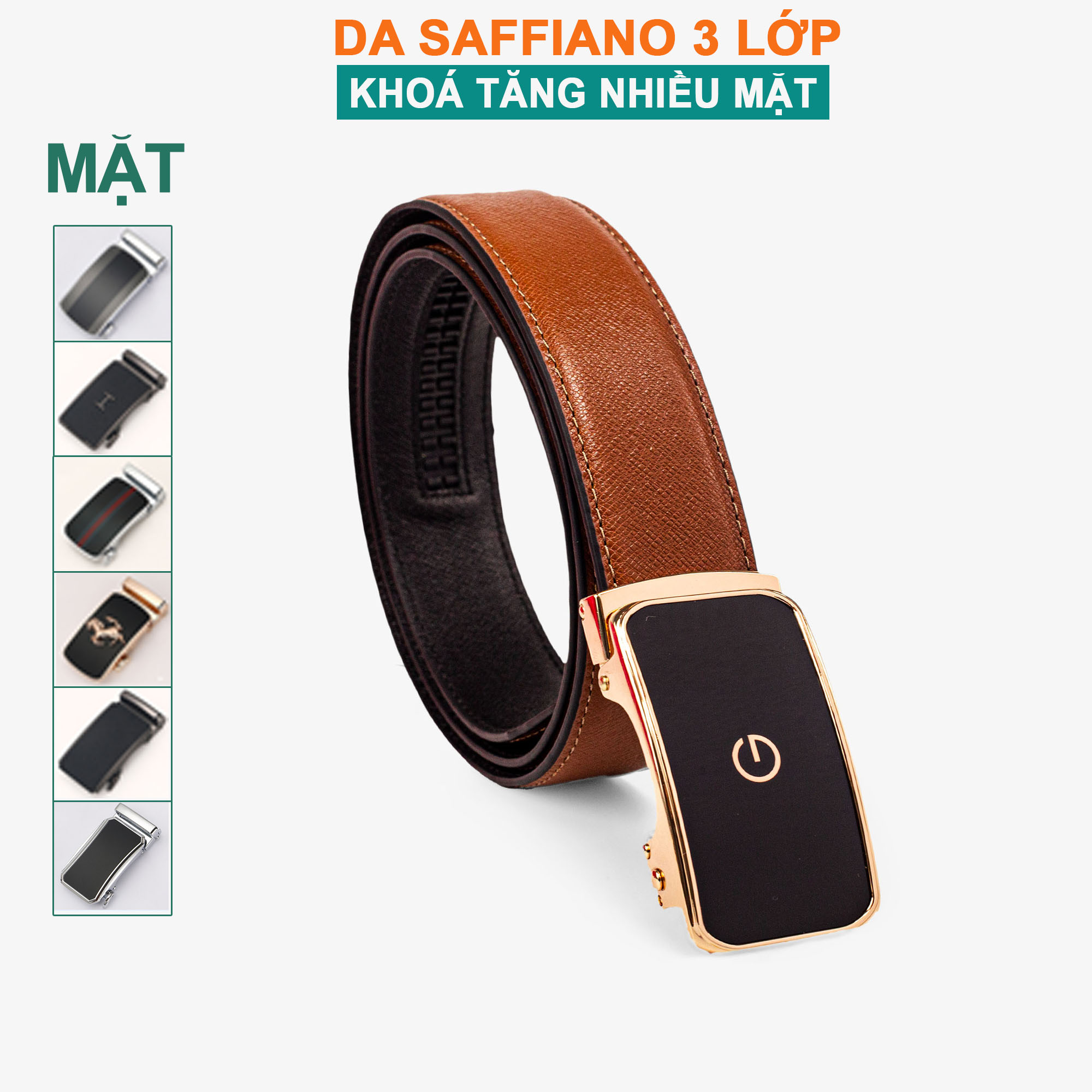 Thắt lưng nam da saffiano L107 cao cấp 3 lớp màu nâu, dây lưng nam da bò thật, mặt khóa tăng tự động thép không gỉ, nhiều mặt lựa chọn, hộp sang trọng làm quà tặng,thương hiệu Bụi leather chuyên đồ da thật,bảo hành 12 tháng