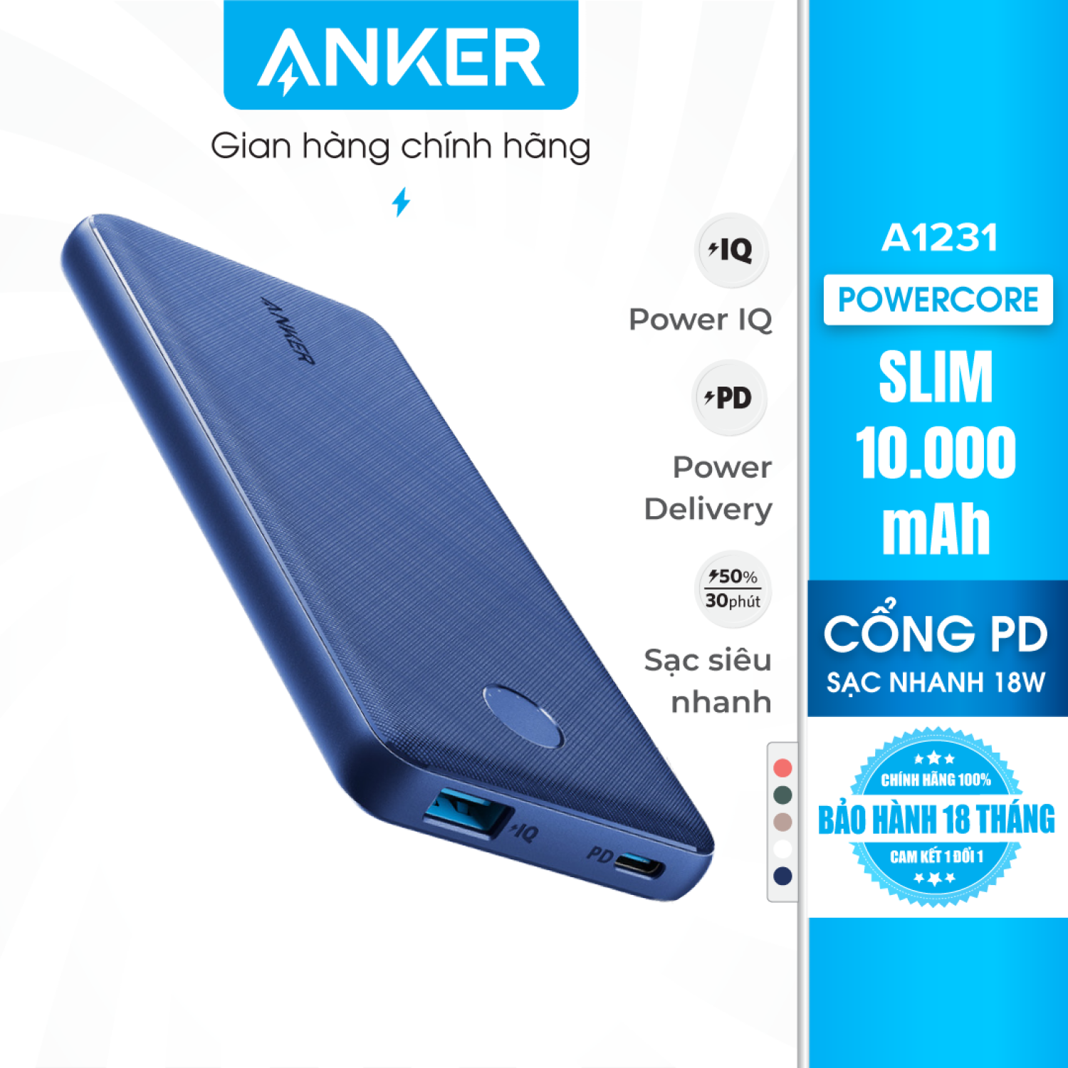Sạc dự phòng ANKER PowerCore Slim PD 10000mAh - A1231