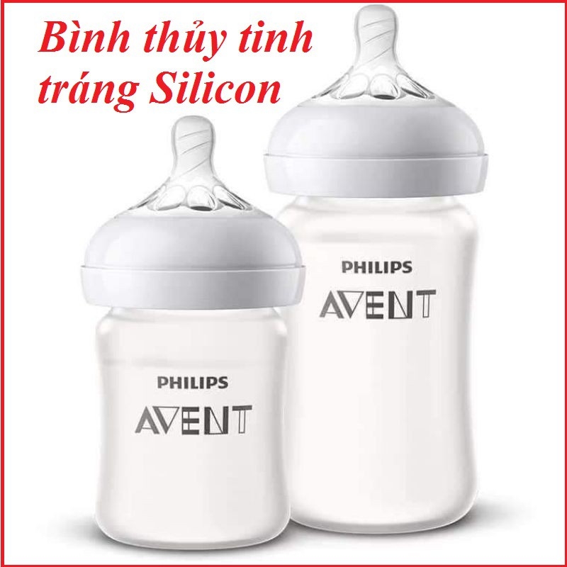 [HCM]Bình sữa thủy tinh tráng Silicon philips AVENT