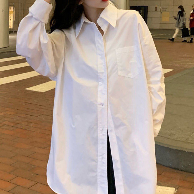 ÁO SƠ MI TRẮNG TRƠN BASIC UNISEX - ÁO SƠ MI TÚI NGỰC FORM RỘNG
