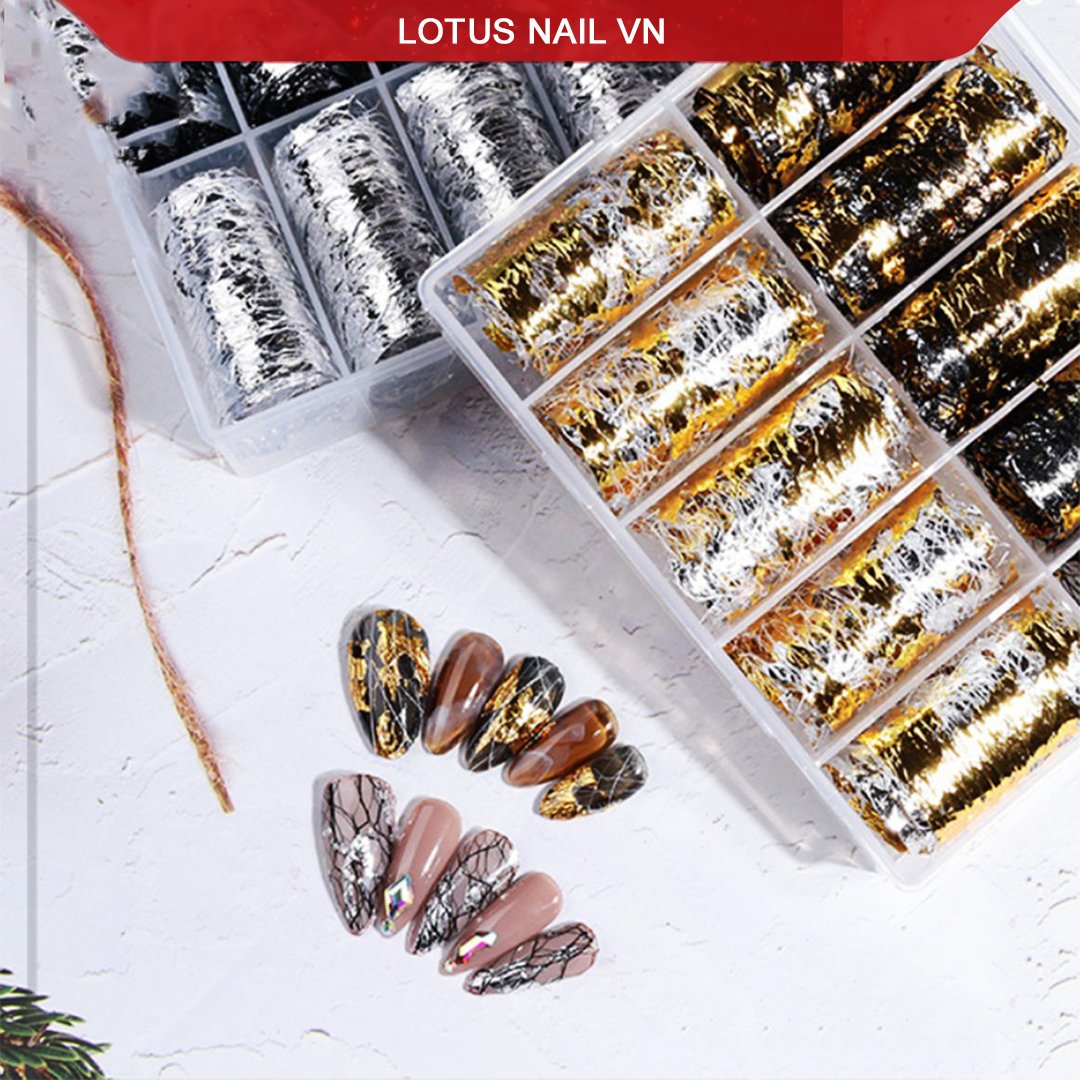 Set foil dán móng, foil nail trang trí móng