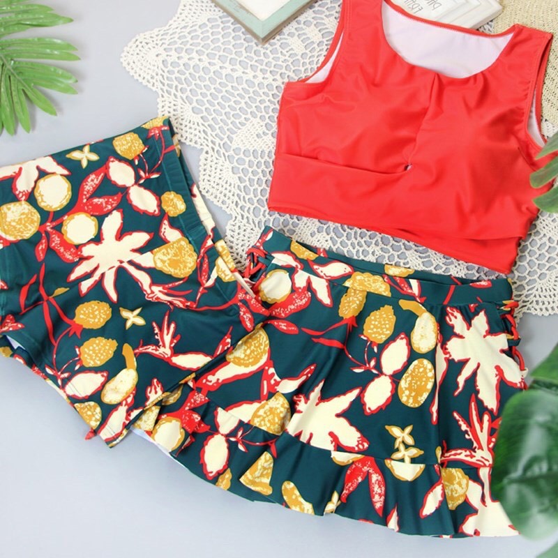 Set bikini đi biển 3 món( áo+váy+quần đùi )