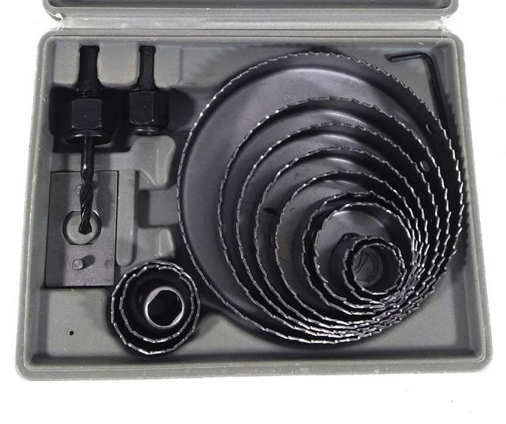 bộ sản phẩm mũi khoét gỗ thạch cao nhựa 16 chi tiết