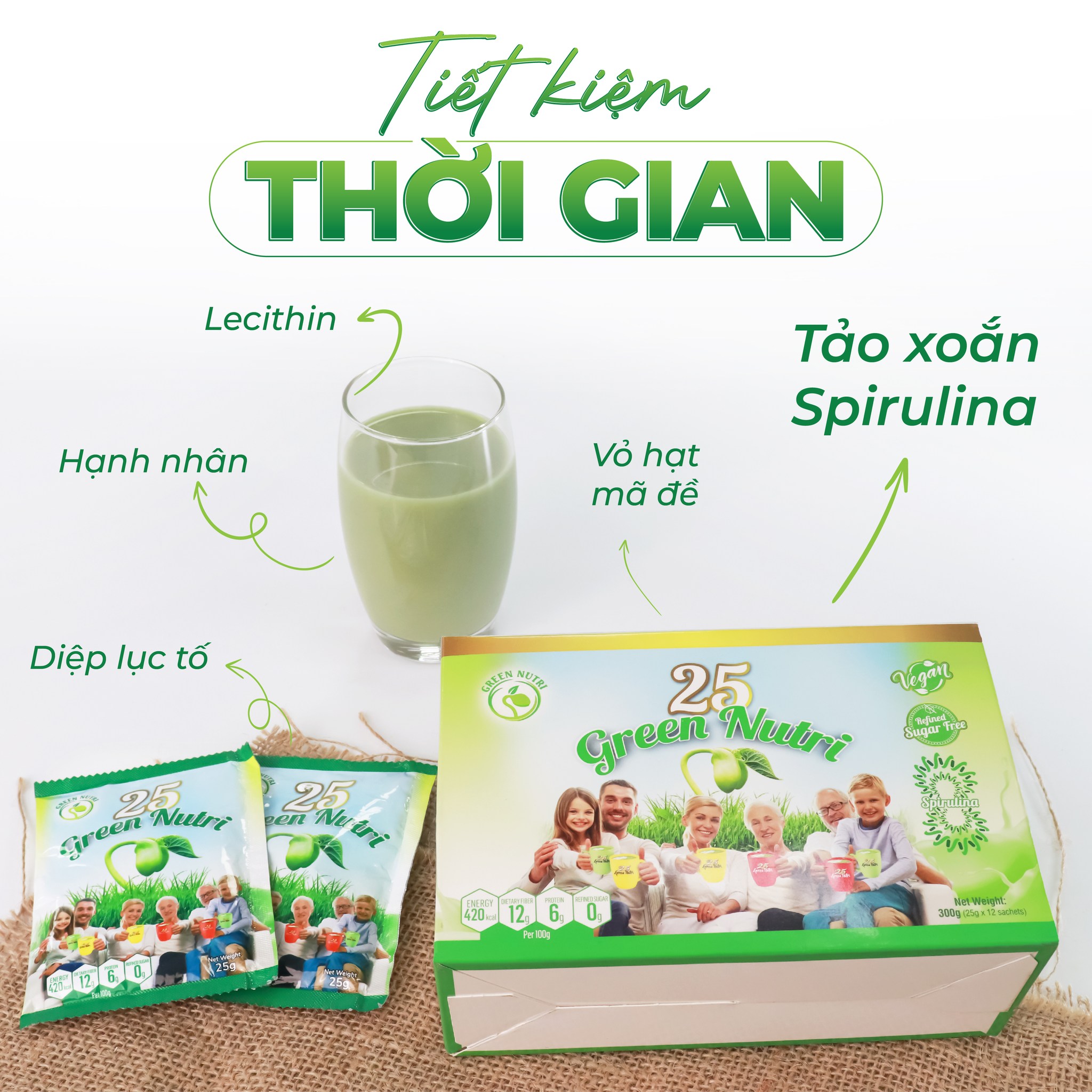 Sữa Hạt Ngũ Cốc 25 Green Nutri Thanh Lọc Cơ Thể - Hộp 300gr (12 Gói)