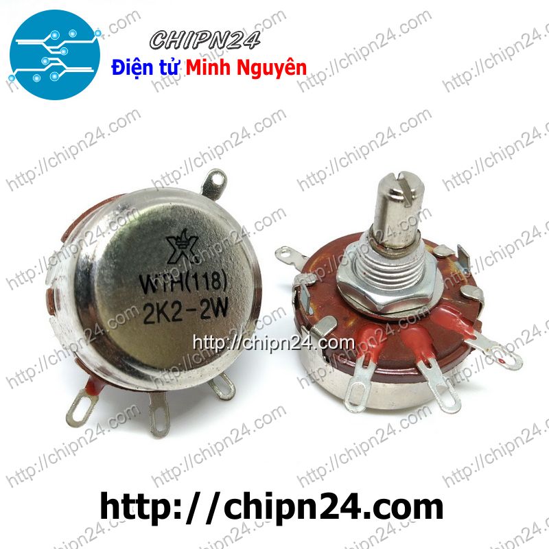 [1 cái] (F41) Biến trở 2W WTH118 Nâu 2K2 (WTH(118)-2W, Biến trở công nghiệp, Biến trở công suất)