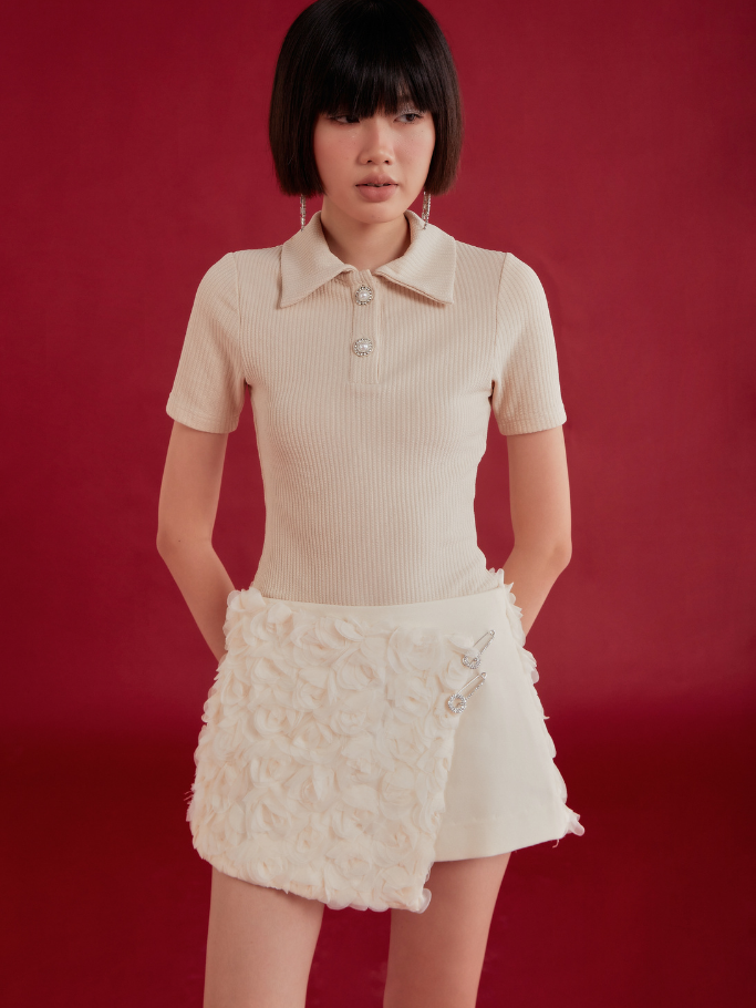 COCO SIN - Váy Linen Phối Ren Hoa Nude