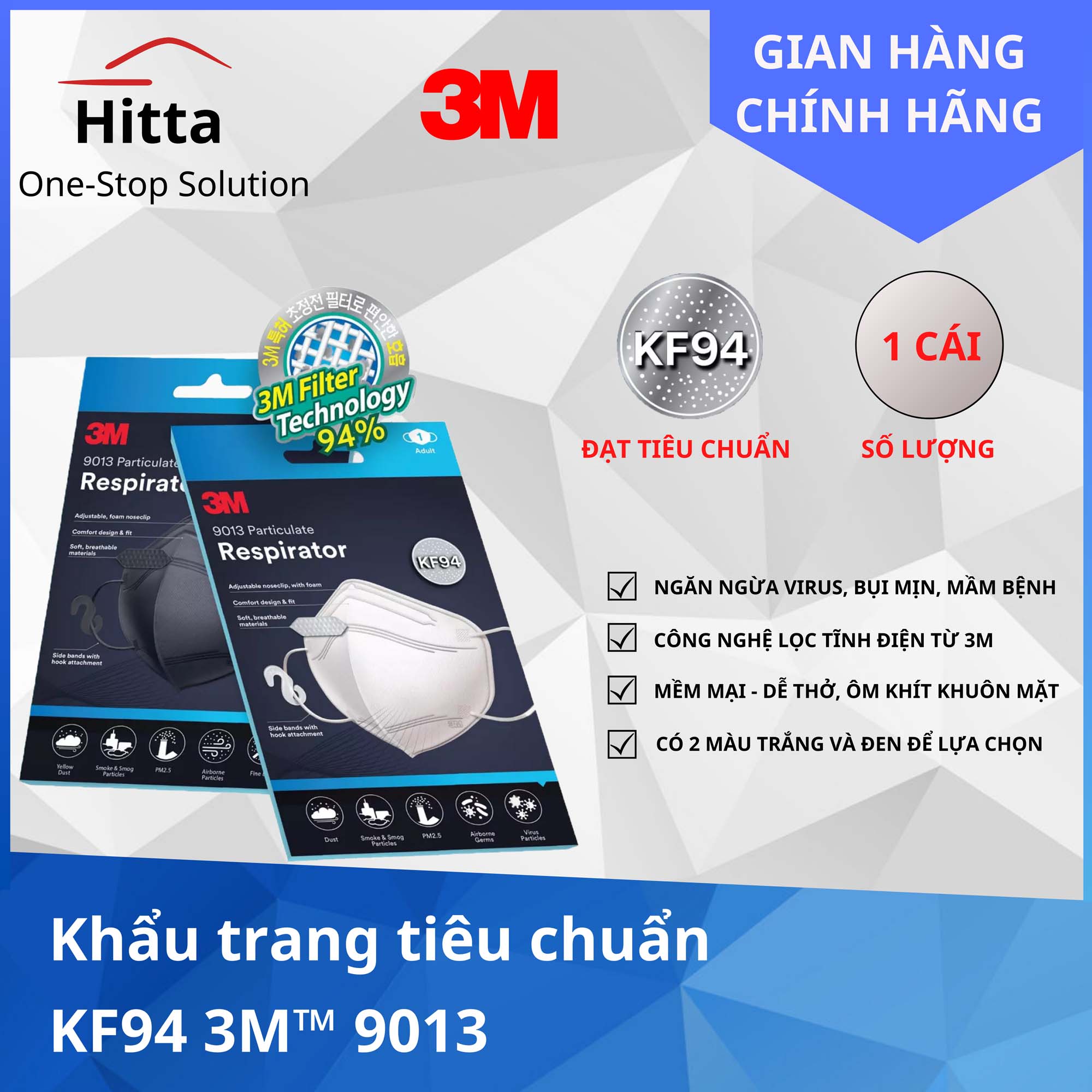 [Combo 3] Khẩu trang 3M 9001 (2 cái) +  3M 9013 (1 cái)
