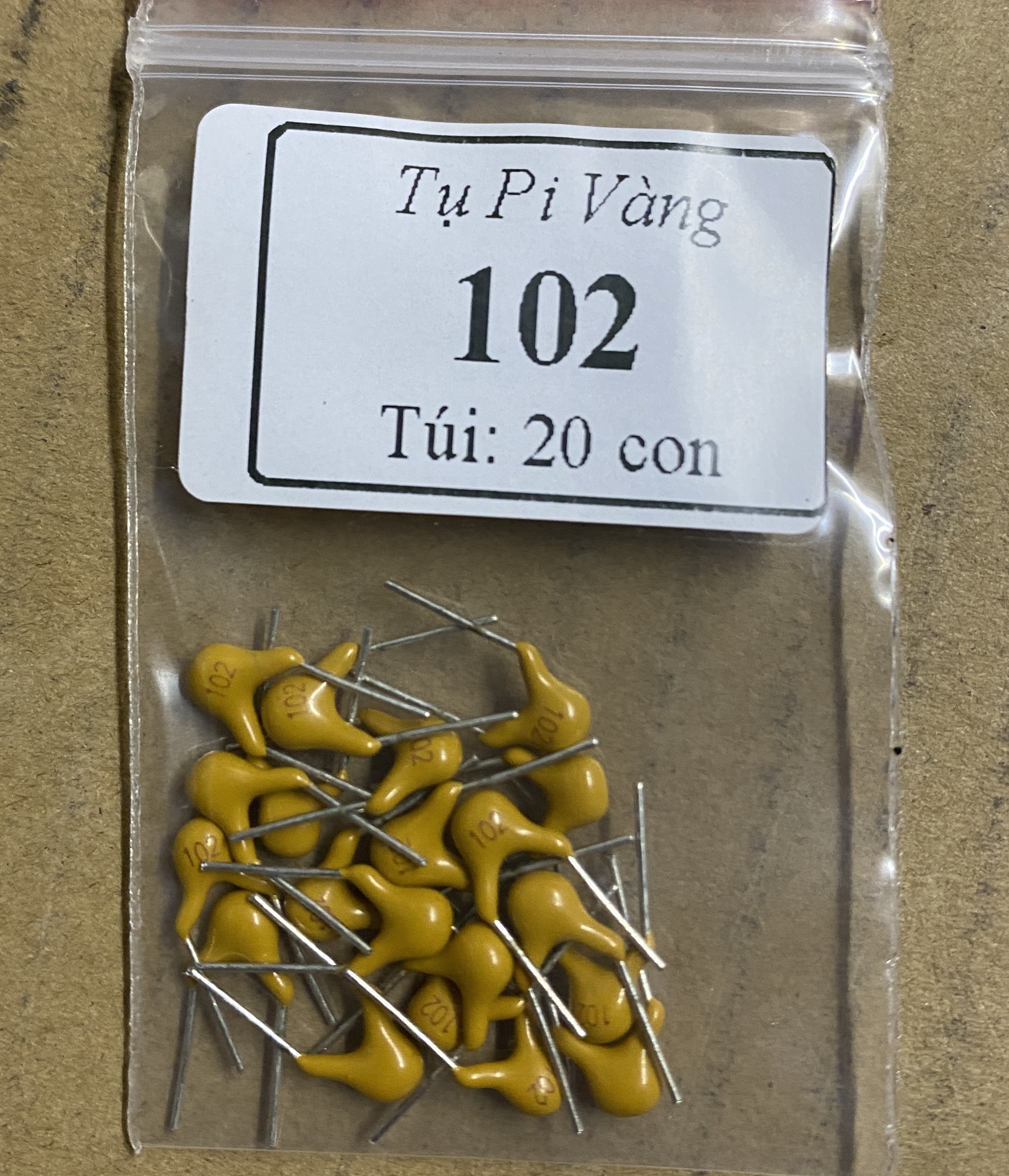 Tụ pi vàng 102 - 0.001uf - 50v combo 20 tụ - linh kiện điện tử quỳnh diễn