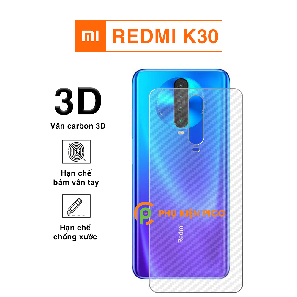 Dán lưng Redmi K30 vân Carbon 3D tản nhiệt tốt - Dán lưng vân Carbon Xiaomi Redmi K30