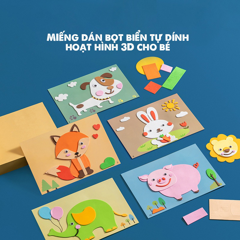 [Chọn mẫu] Tranh dán xốp EVA khổ A4 - Đồ chơi thủ công cho bé