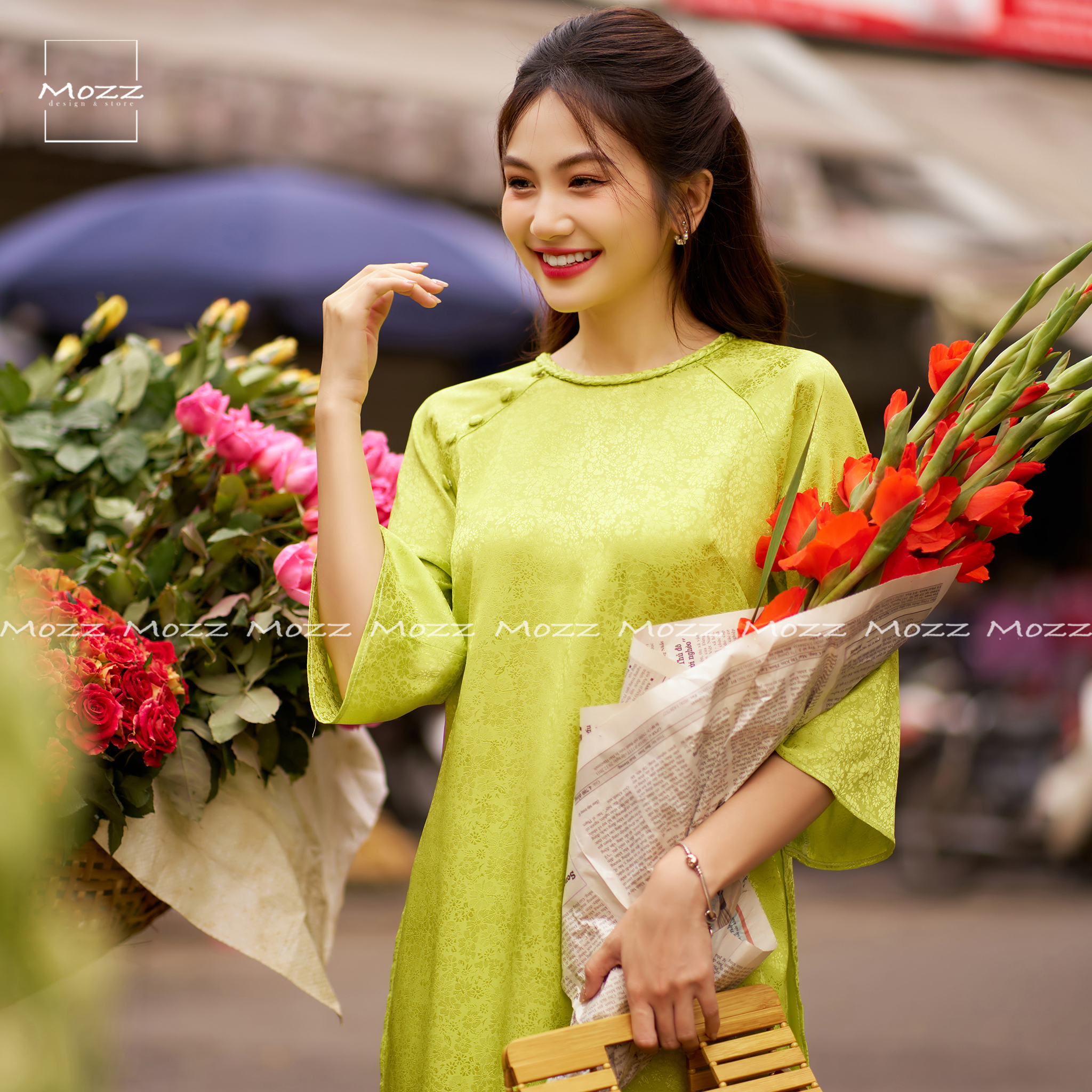 Mozz-Áo dài Thanh Mai xanh cốm