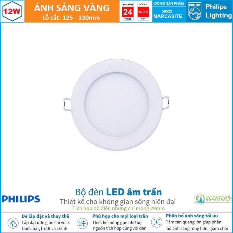 Đèn Led Âm trần 12W Philips Downlight 59522 MARCASITE D125 ( Ánh Sáng Vàng & Trung Tính & Trắng )