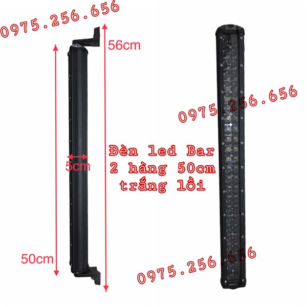 Đèn led bar 2 hàng 50 cm trắng lồi