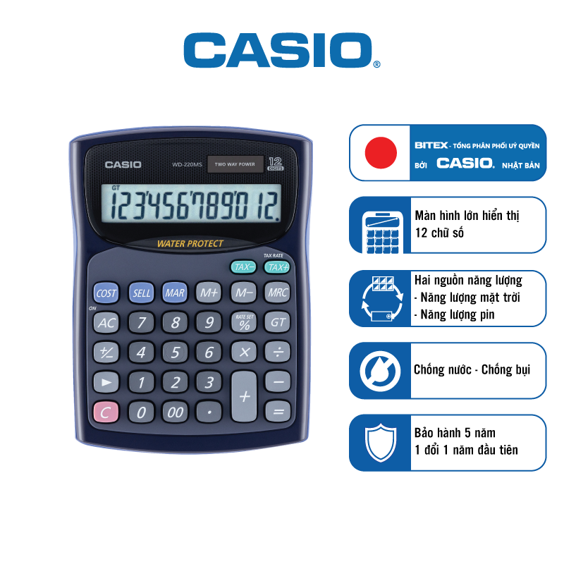 Máy tính để bàn Casio WD220MS-BU