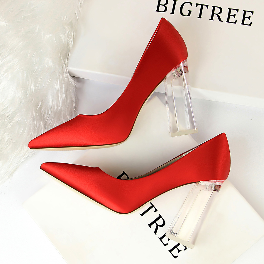 2993-1 high heels Bigtree Đế square transparent