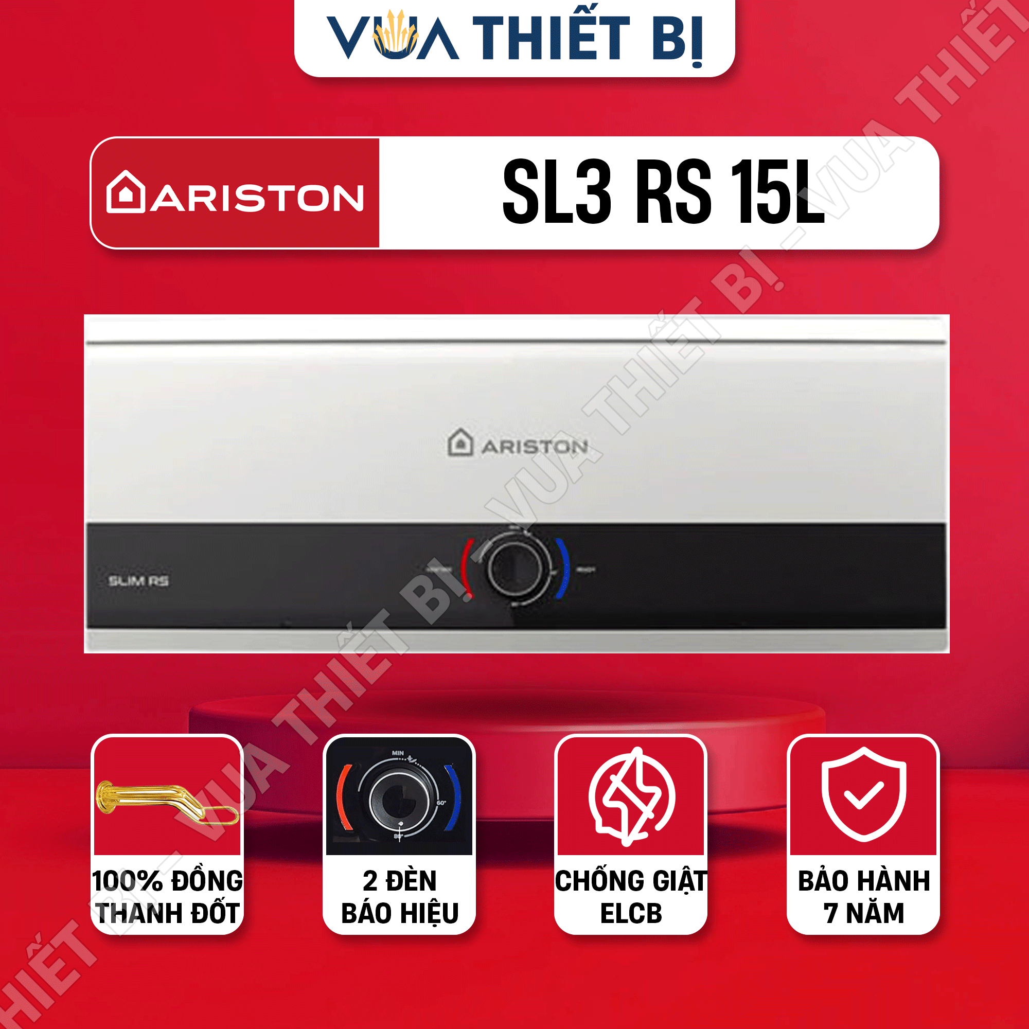 ARISTON SLIM3 RS AG+ 15/20/25/30L LÍT - Bình nóng lạnh gián tiếp ngang - Slim2 SL2 SL3 15/20/25/30 RS VN 2.5FE