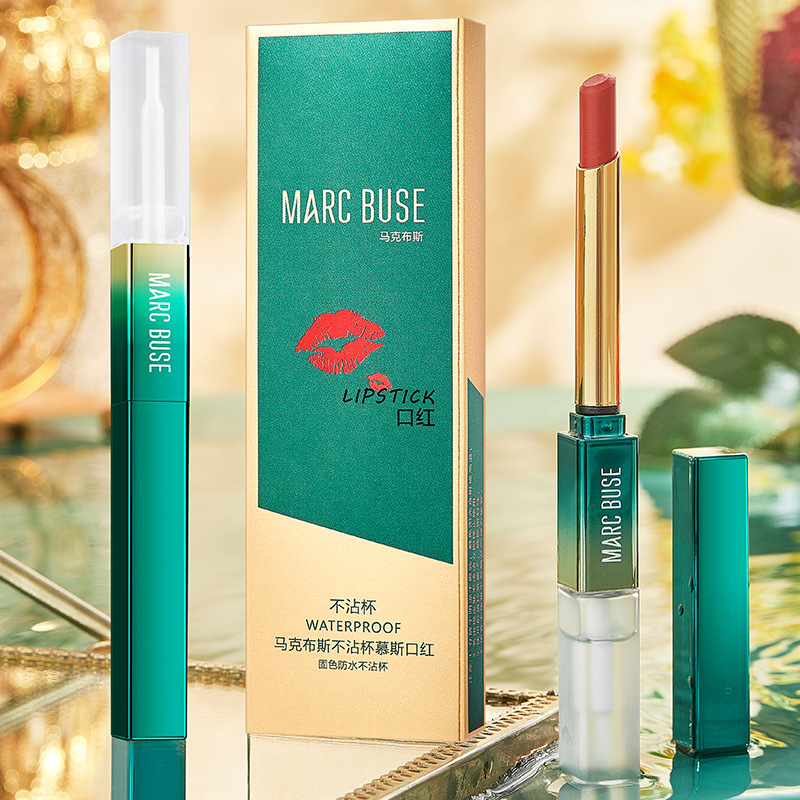 Son khóa màu chống nước Marc Buse son môi bền màu kháng nước lâu trôi chất son nhung lì son 2 đầu Marc Buse Hàn Quốc