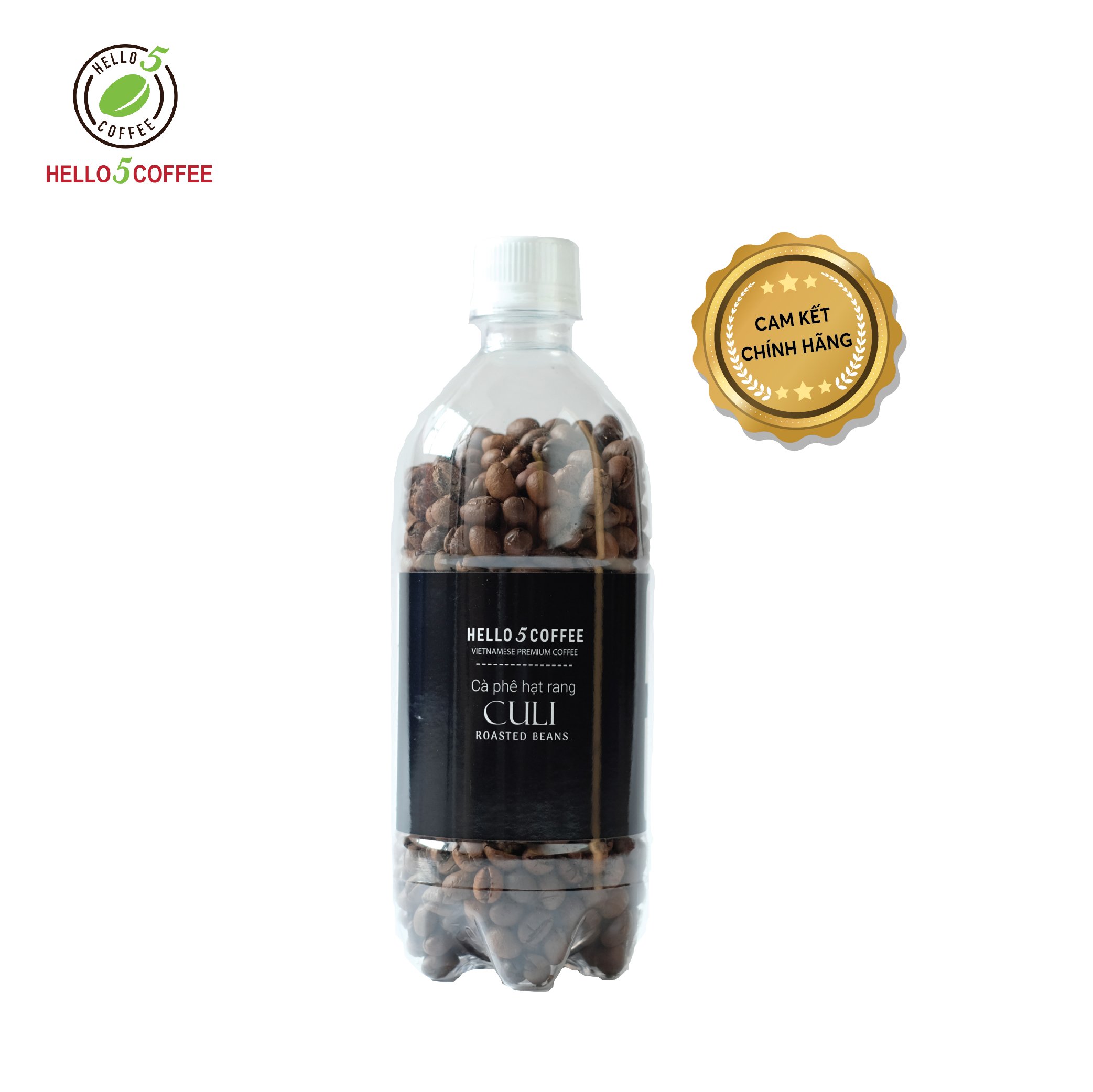 Cà phê hạt CULI (PEABERRY) Hello 5 Coffee - Chai 200g