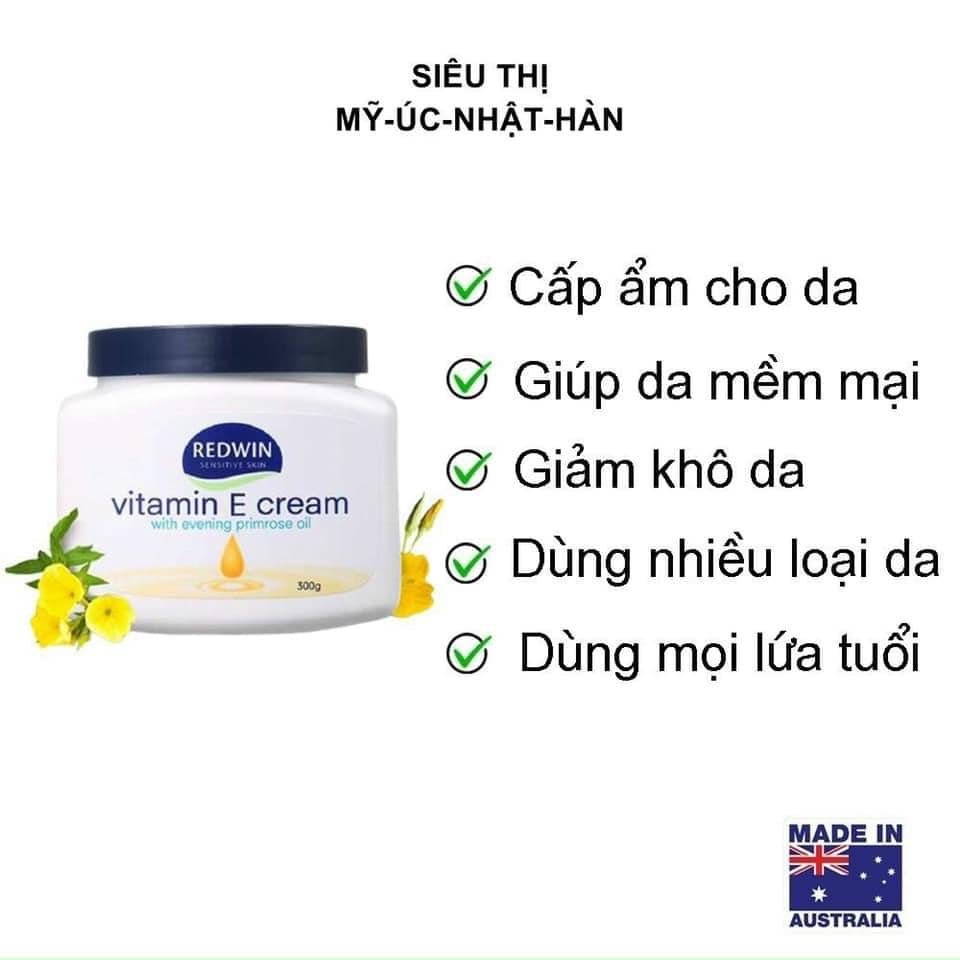 Kem dưỡng da chuyên sâu vitamin E Redwin Cream (hũ 300gr) Úc