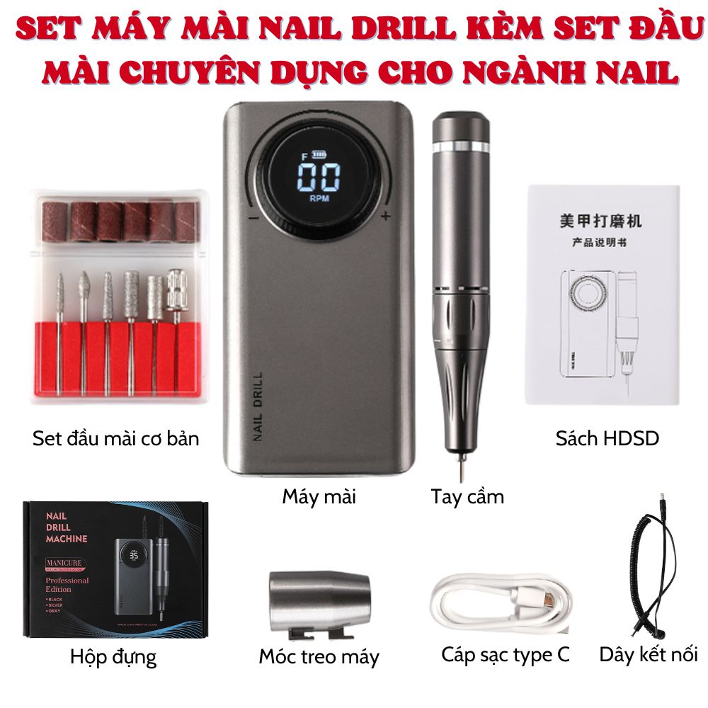 Máy mài móng tích điện cầm tay Jeliva