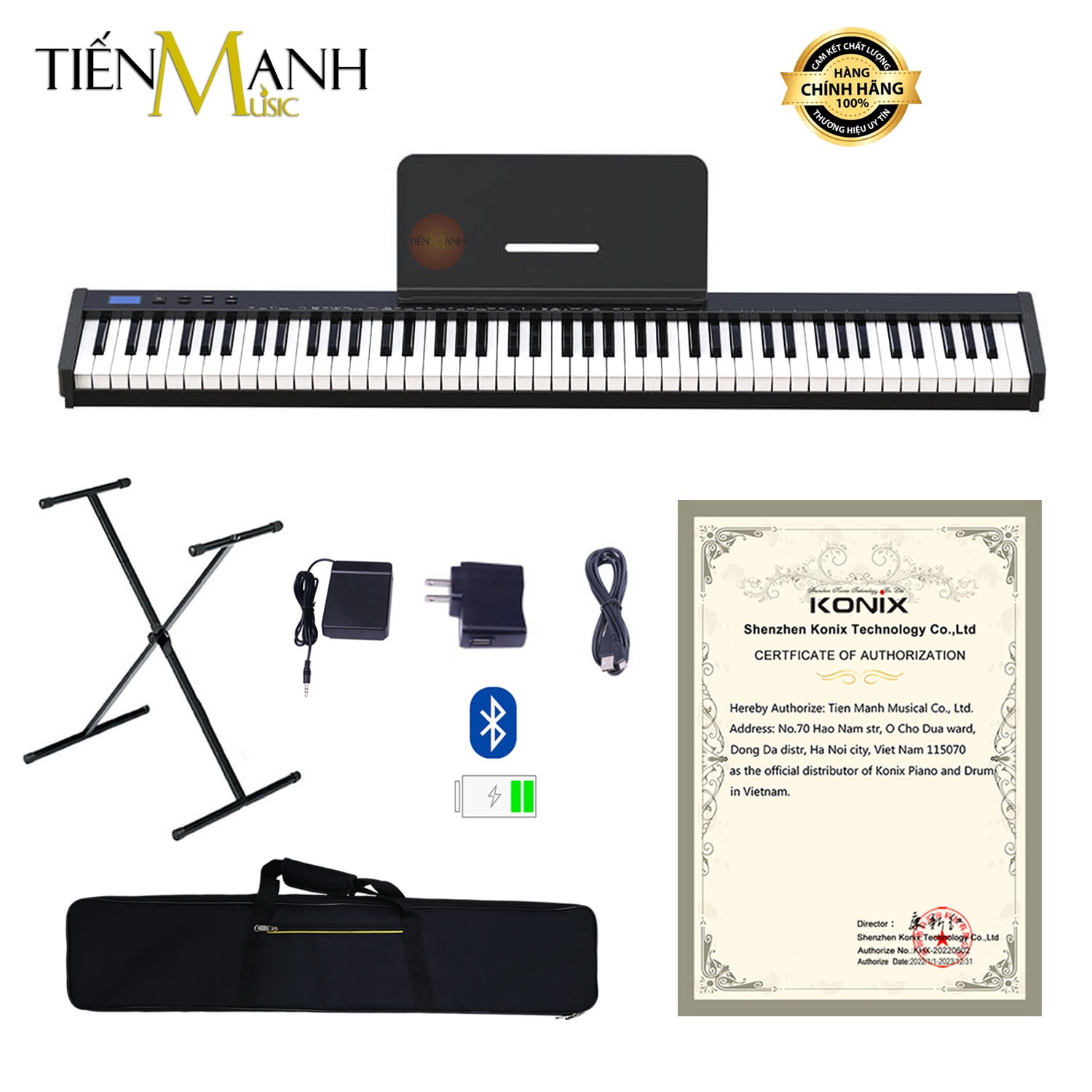 [Trả góp 0%] [Cao Cấp] Đàn Piano Điện Konix PH88S - Đàn, Chân Đơn, Bao, Nguồn - 88 Phím nặng Cảm ứng lực Có Loa PH88