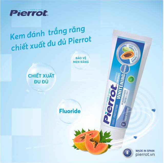 [ Mua 2 tặng 1 bàn chải pierrot ] Kem đánh răng Pierrot làm trắng răng 75ML