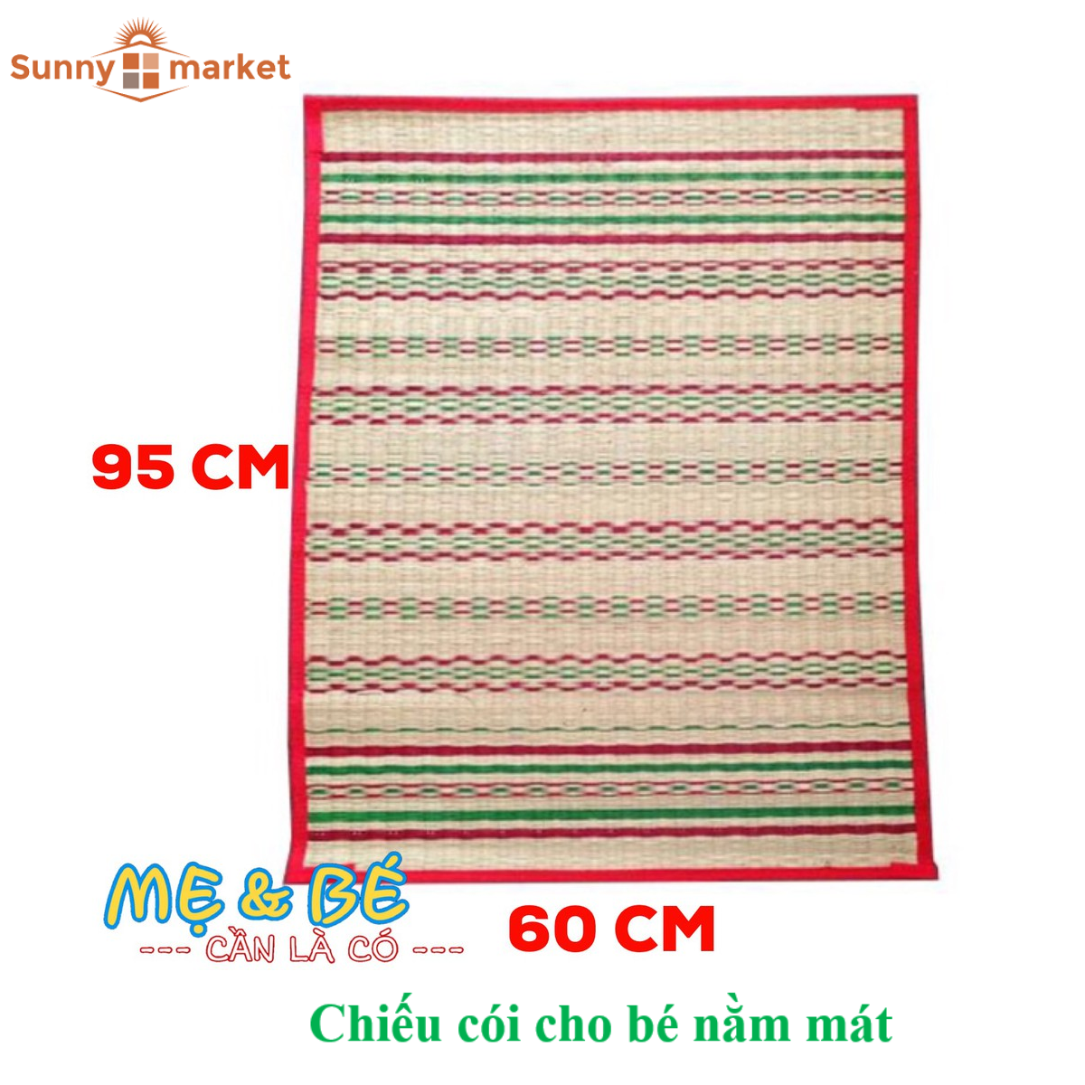 Chiếu cói cho bé nằm mát KT 60 x 95 cm, chiếu cói lót nôi cho bé