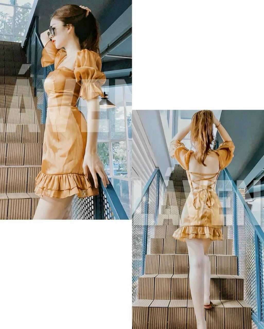 [HCM]ĐẦM HOT BamBoo Shop- ĐẦM TAY PHỒNG ĐAN LƯNG( CÓ MÚT) QCS