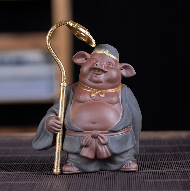 [HCM]Tượng Trư Bát Giới bằng gốm tử sa kèm Bồ Cào