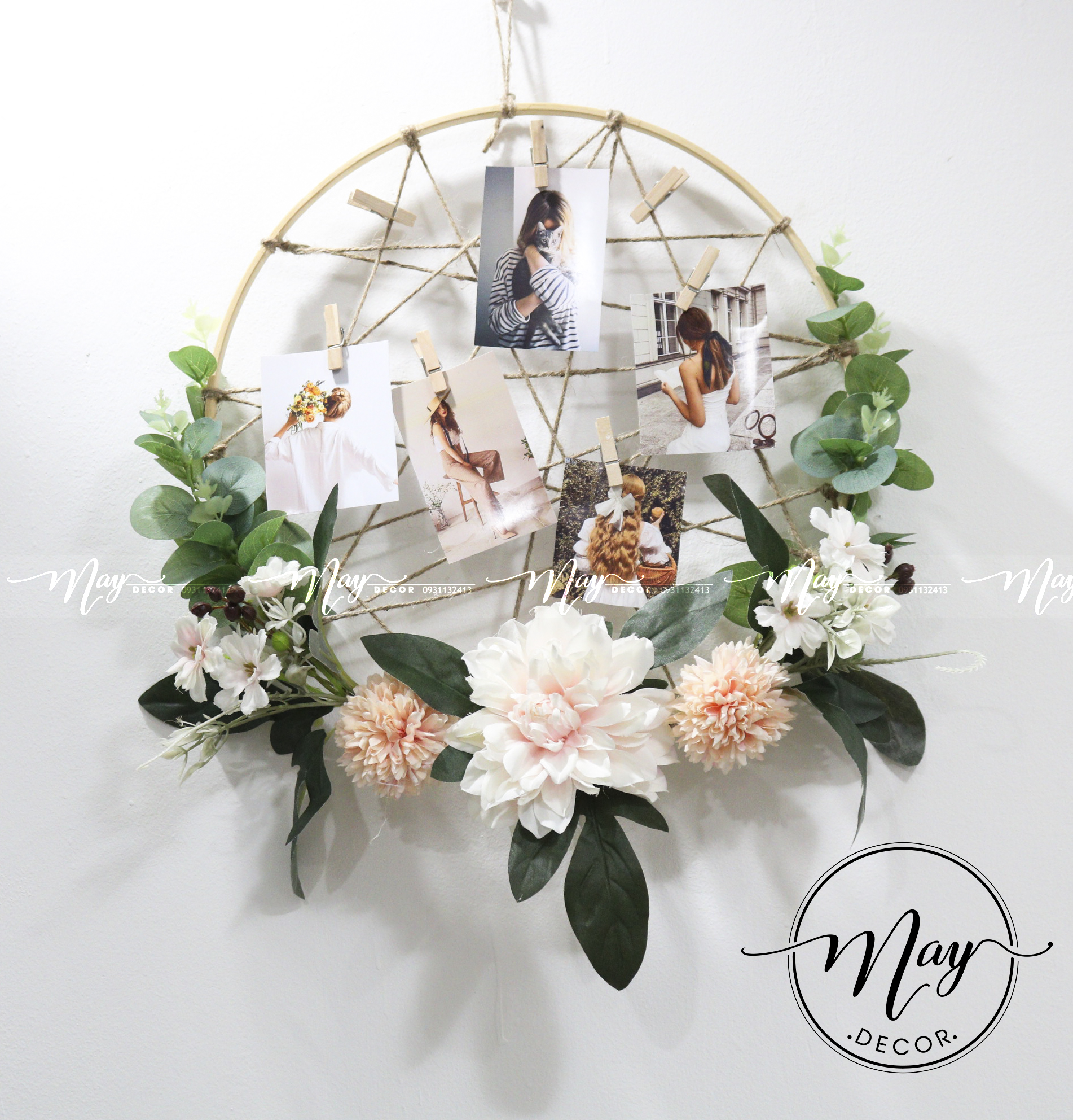 Vòng hoa treo ảnh decor