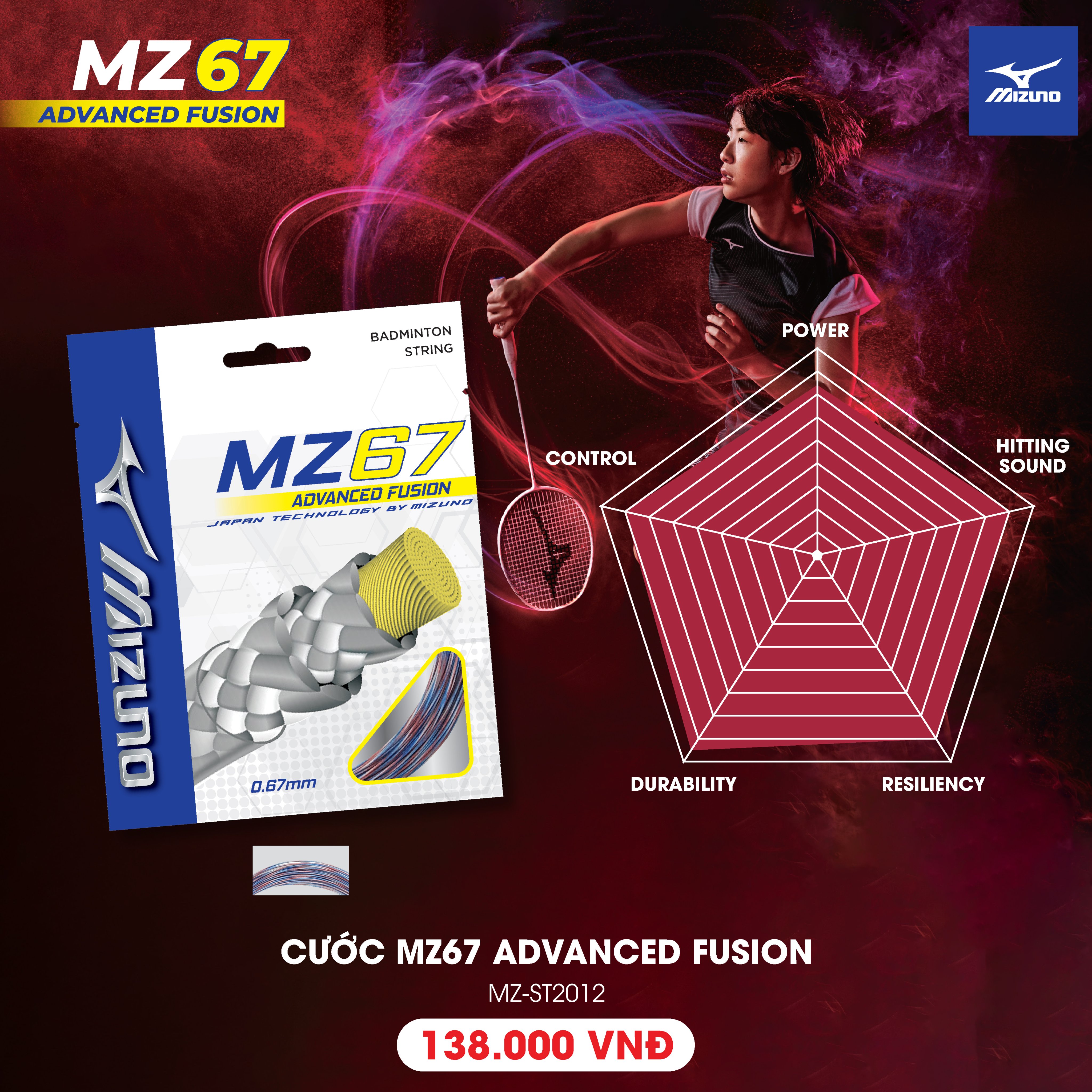 CƯỚC VỢT CẦU LÔNG MZ67 ADVANCED FUSION MIZUNO
