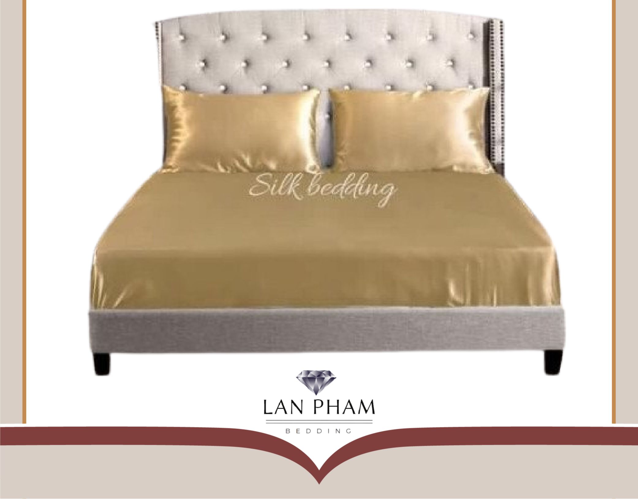 ( Lụa Loại 1) Bộ 4 Món Ga Gối Phi Lụa Màu Vàng Kem Cao Cấp Mềm Mại Lan Pham Bedding