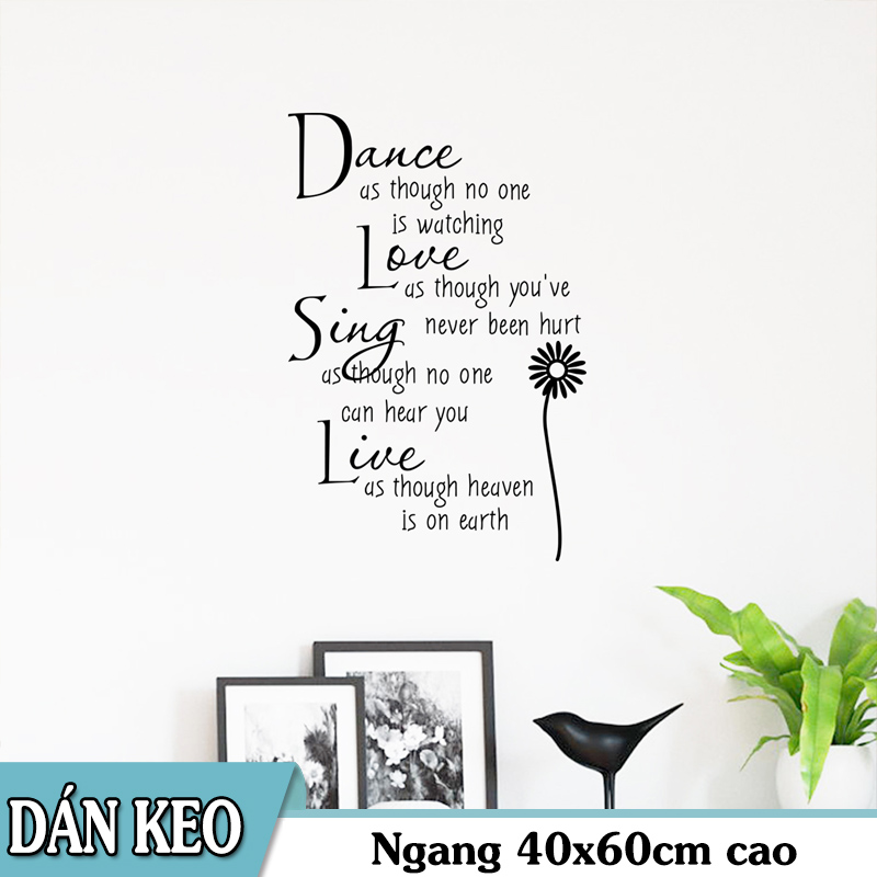 Decal trang trí tường - Chữ Tiếng Anh Dance đen