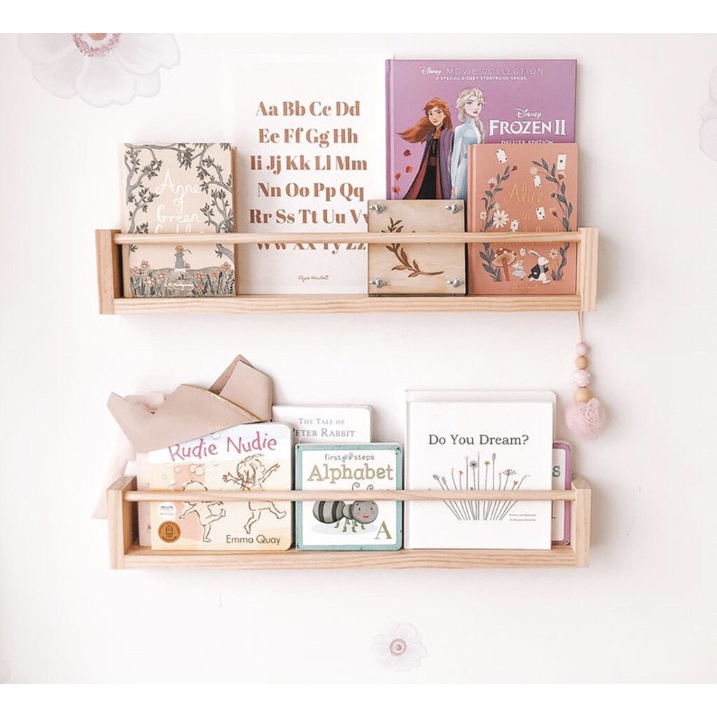 50x10x15 cm imported pine wood U-shaped wall hanging wooden bookshelf with screws easy installation