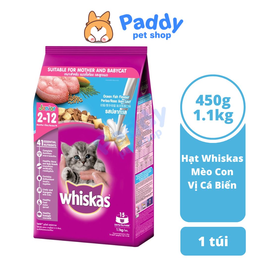Hạt Whiskas Junior Cho Mèo Con Vị Cá Biển